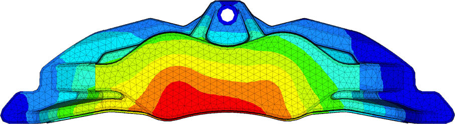 EBC Apollo-6 FEA stress analysis caliper bridge stiffness comparison